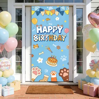 arricraft 72.83"x35.43" Deko Tür Banner, Auffallendes Geburtstagsthema | Polyester Party Dekoration Türbanner Hintergrund Dekorationen für Drinnen Draußen Familie Rückkehr Familienfeiern Garten