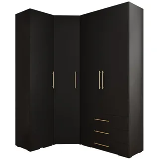 Abiks Möbel Garderoben-Set, Schwarz, Gold, Holz, Nachbildung, 16 Fächer, 181.7x236.7x47 cm, Garderobe, Garderobenschränke