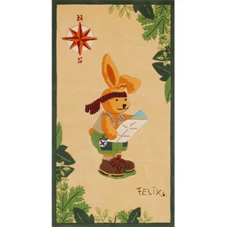 FELIX der Hase Kinderteppich 80 x 150 cm Grün/Weiß