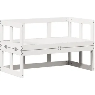 vidaXL 2-in-1 Gartensofa Verlängerbar Loungesofa weiß