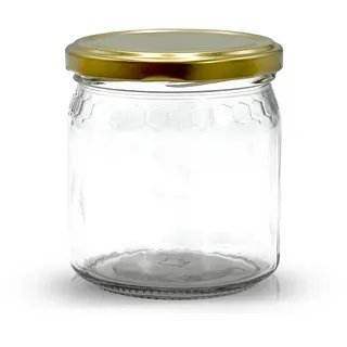 Apoidea – Honiggläser 500g mit 82er Twistoff Deckel 96 Stück/Honiggläser 500g mit Deckel/Honigglas Wabendesign/Hochwertige Honig Gläser für Ihren eigenen Honig