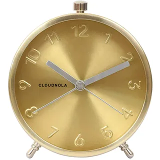 Cloudnola Glam Wecker aus Metall - Gold - Durchmesser 11 cm, Batteriebetriebenes Quarz Uhrwerk - Lautlos, Wecker ohne Ticken, mit Schlummerfunktion - Retro Wecker...