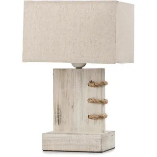 Nachttischleuchte, Beige, Holz, Textil, 15x33x22 cm, Lampen & Leuchten, Innenbeleuchtung, Tischlampen, Nachttischlampen