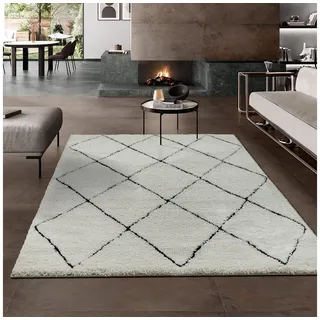 The CarPET Bahar Shaggyteppich 160 x 230 cm Beige/Schwarz