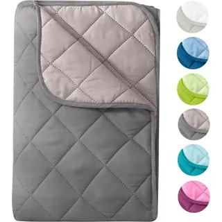 Wometo Sommer Steppbett 135x200 grau & hellgrau / / kochfest 95° / Leichtsteppbett heiße Tage / ohne Bezug verwendbar - Grau