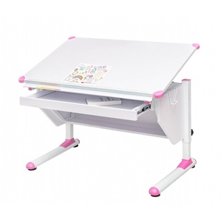 Trendmöbel24 Kinderschreibtisch »Kinderschreibtisch VARIANT mit Schublade weiß verstellbar Grau + Pink« weiß