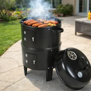 Tolletour Smoker Räuchertonne Holzkohlegrill Räuchergrill 3 In 1 Smoker Grill 80cm Ø 40 Cm Grilltonne