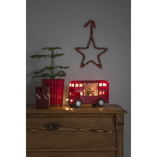 KONSTSMIDE LED Laterne Weihnachtsdeko rot, LED fest integriert, Warmweiß, LED Wasserlaterne, rot, "Bus mit Weihnachtsmann" rot