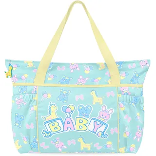 LittleForBig Baby Parade Großraum Faltbare Übernachtungs Diaper Bag | Kawaii-Tote, Multi-Pocket, Easy-Clean, Giraffen-Zip, Vintage-Print, Reise-Tote, robust, Tasche, waschbar - Einheitsgröße