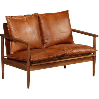 vidaXL Couch Leder 2-Sitzer Braun