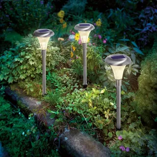 esotec Gartenfackel Edelstahl 34 cm 3er Set silber