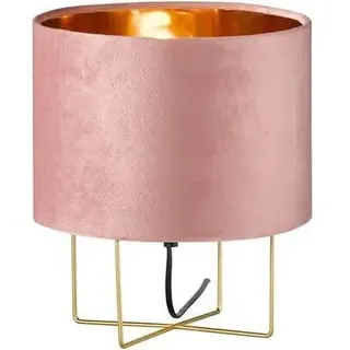 Fischer & Honsel, Tischlampe, Honsel Aura Tischlampe, Tischleuchte E27 Stoffschirm rose samt gold 50393 (E27)