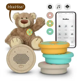 Alecto Kuscheltier HeeHee Sprachknopf (1-St., Sprachknopf ohne Kuscheltier), Interaktives Kuscheltier-Sprachknopf, BPA-Frei, Schlafhilfe,-lieder beige|braun Sprachknopf