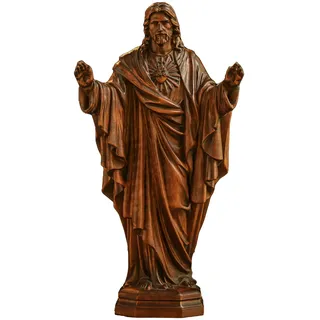 BGCOPPER Heiliges Herz Jesu aus Holz, handgefertigte Jesus-Figur, Ornament, katholische Figur, religiöses Geschenk für Heimdekoration, Weihnachten, 21,6 cm