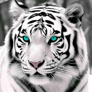 Bimkole DIY 5D Diamond Painting Zubehör Blauäugiger Weißer Tiger, Tier Diamant Malerei Kit Voll Runde Bohrer Malen nach Zahlen Malerei Stickerei Kreuzstich Diamond Dekoration 30X30 cm