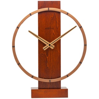 Tischuhr, Braun, Holz, 27x34x7.5 cm, RoHS, CE, leises Uhrwerk, Dekoration, Uhren, Tischuhren