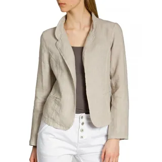 Caspar BZR004 kurzer Damen Leinen Sommer Blazer, Farbe:beige, Größe:S - DE36 UK8 IT40 ES38 US6 - S