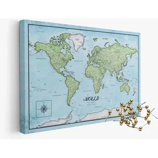 framed concept | Weltkarte mit Pinnnadeln | Handgefertigte Wanddekoration mit 50 goldenen Pins | Einzigartige Geschenkidee