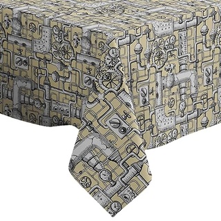 Xtremepads Steampunk-Muster – Quadratische Leinen-Tischdecke (130 x 130 cm) waschbare dekorative Tischdecke