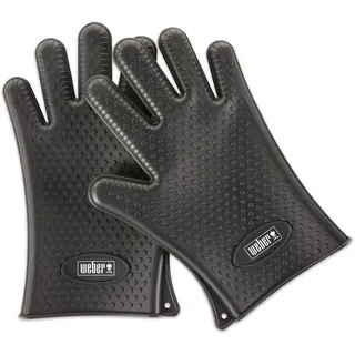 Weber Silikon Grillhandschuhe, 1 Paar, hitze- & wasserabweisend, perfekt für Grillgut vom Grill oder Smoker, wiederverwendbar, lebensmittelsicheres Silikon, reinfache Reinigung - Schwarz (7017)