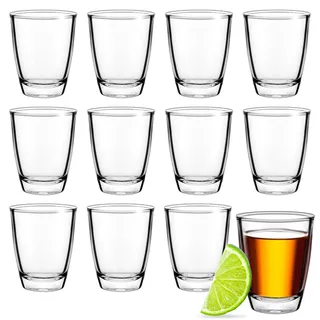 AOOTE Schnapsgläser Glas,12 Stück Schnapsgläser Set, 30ml Dickem Boden Shotgläser aus Glas, Spülmaschinenfest,Kleines Schnapsglas für Party Festival Liköre Tequila Ouzo Vodka