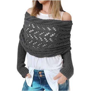 Damen Schal mit Ärmeln Strick Multifunktionaler Damenschal Strickschal Gestrickter Ärmelschal Sweater Schal Wrap Pulloverschal mit Ärmeln Boho Pashmina Umhang Schultertuch