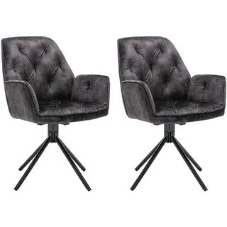 byLIVING Esszimmerstuhl Sarina Vintage-Samt anthrazit 2er Set
