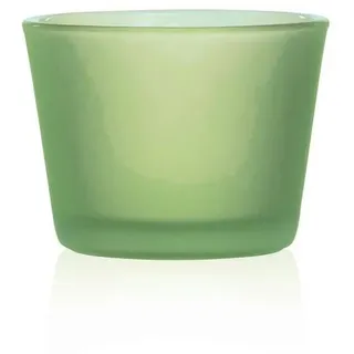 Sandra Rich Teelichthalter Teelichtglas "PROMO" Ø 6 x 4,5cm, Windlicht Kerzenglas MATT grün