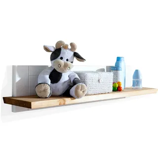 Wandregal Wandboard Regal für Wohnzimmer Kinderzimmer CARLY Kiefer massiv Weiß