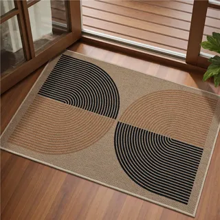 Tuocal Fußmatte 60x90cm, Jute Aussehen rutschfeste Waschbar Schmutzfangmatte, Dünne Fussmatte Innen und Außen Türmatte, Fußmatte für Eingangsbereich & Aussenbereich, Eingang, Flur, Haustür