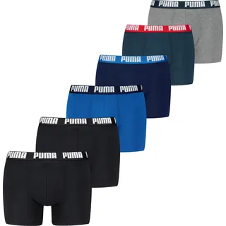 Puma Basic Boxershorts Schwarz/Blau/Grau M 6er Pack
