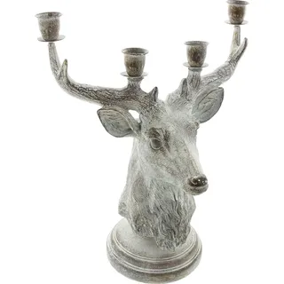 Frank Flechtwaren Stabkerzenhalter Hirsch Silber
