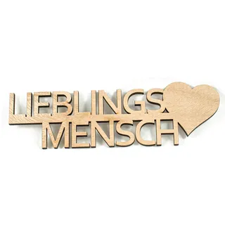 Primestick - 3D-Schriftzug "LIEBLINGSMENSCH" aus Echtholz für Wand oder als stehende Deko - helles Holz, 1 Stück
