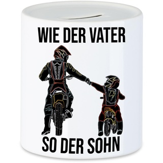 Hey!Print Wie der Vater so der Sohn Spardose Papa Motocross Geschenk Motorrad Dirt Bike Vatertag