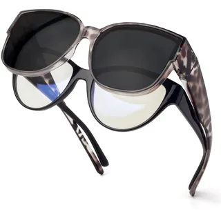 Face Shadow Polarisierte Überzieh Sonnenbrille Damen, Überbrille Sonnenbrille für Brillenträger, UV-Schutz Ultra Leicht Fit-Over Brille - 143 mm