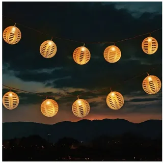 Spetebo Solar Lichterkette Rattan 270 cm Warmweiß