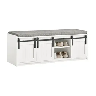 SoBuy Schuhbank 120 x 45 x 35 cm weiß / weiß