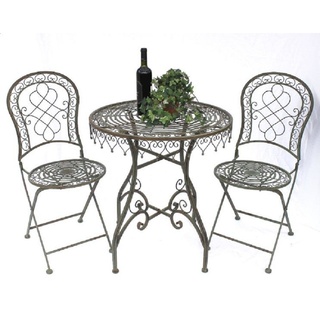 DanDiBo Sitzgruppe Eisen Garten Antik Bistroset Malega Bistrotisch mit 2 Stühlen klappbar Metall Gartentisch