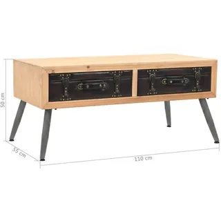 vidaXL Couchtisch Tannenholz Massiv Braun 115 x 55 x 50 cm