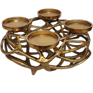 Goldbach Adventskranz 30cm aus Aluminium Gold Deko Windlicht Advent Weihnachten Alu