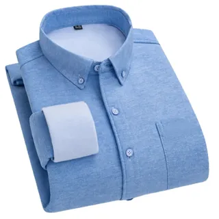 EsUkar Herren Winter Fleece Flanellhemden Langärmlig Einfarbiges Thermohemd Hellblaues Fleece-Flanellhemd Jacke Dickes Warmes Berber Gefüttertes Button-Down-Hemd Für Xs-XL