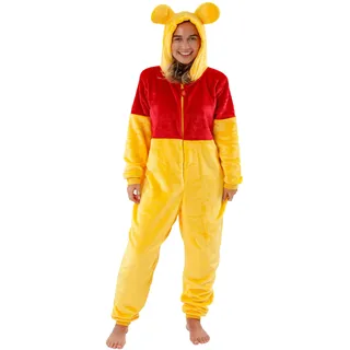 Disney Winnie the Pooh Onesie Für Frauen | Winnie Pooh Kostüme | Damen Fleece Pyjama Gelbe| Klein - S