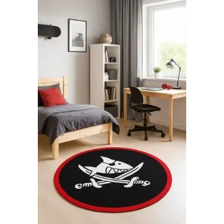 Top Kinderteppich Käpt ́n Sharky / Hai / Pirat 130cm rund NEU