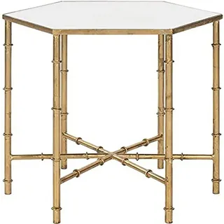 Safavieh Glam Accent Table with Iron Legs, in Gold and Mirror, 44 X 51 X 43.18