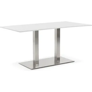 Kadima Design Designertisch, Stahlbeinen, 160x80 cm, vielseitig, robust. Weiß - Weiß
