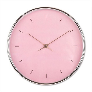 K&L Wall Art Wanduhr lautlose Shabby Chic Wanduhr Retro Uhr rund Ø 25cm Rosa Roségold Optik (ohne Tick-Geräusche, langlebiges Quarz Uhrwerk) rosa