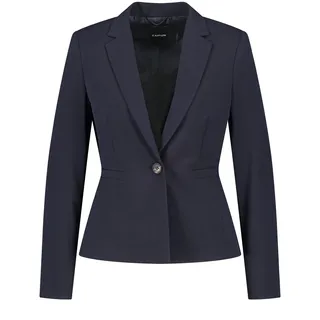 Taifun Damen Klassischer Blazer aus knitterarmer Qualität Langarm, mit Schlitz unifarben Navy 38
