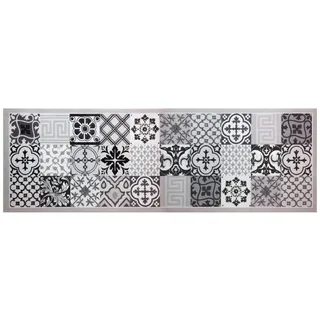 HOMEFACTO:RI Küchenläufer Brücke Läufer Kachel Fliesen Mosaik grau | Anti-Rutsch Waschbar, Größe:ca. 45 x 145 cm, Designs:Mosaik | grau schwarz