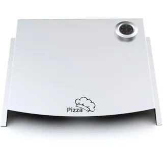 teileplus24 UP10 Pizzaaufsatz Gasgrill | Edelstahl | Thermometer | Pizza-Cover | passend für Napoleon Weber Rösle