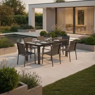Merxx Semi-Balkonausziehtisch Gartentisch 80-120 x 70 x 75,5 cm Graphit